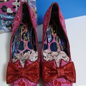 Pink and Red Glitter Bow Flats